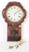 ENGLISH DROP DIAL CARVED MAHOGANY WALL CLOCK