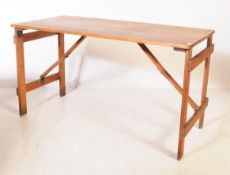 VINTAGE SOLID PINE WOOD FOLDING TRESTLE TABLE