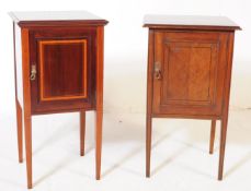 TWO EDWARDIAN MAHOGANY INLAID CROSS BANDED CABINETS