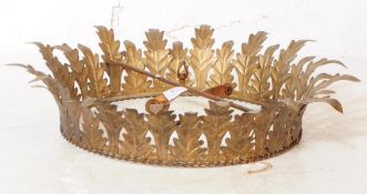 MID CENTURY GILT METAL LEAF DECORATION CEILING LIGHT