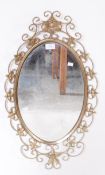 20TH CENTURY BRASS FRAMED WALL MIRROR