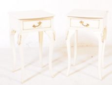 PAIR OF LOUIS XVI REVIVAL BEDSIDE TABLES