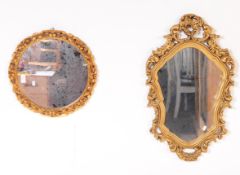 TWO ITALIAN ROCOCO MANNER GILT MIRRORS