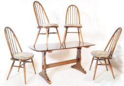 ERCOL - MID CENTURY BEECH AND ELM DINING TABLE & CHAIRS