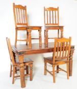 EARLY 20TH CENTURY MEXICAN PINE FARMHOUSE TABLE & CHAIRS