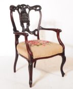 EDWARDIAN CHIPPENDALE REVIVAL BEDROOM ARMCHAIR