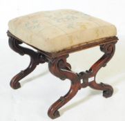 VICTORIAN MAHOGANY CROSSED LEG PIANO STOOL