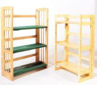 TWO MID 20TH CENTURY OPEN FACE FOLDING BOOK CASES