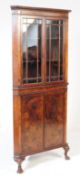 QUEEN ANNE REVIVAL BURR WALNUT CORNER CABINET