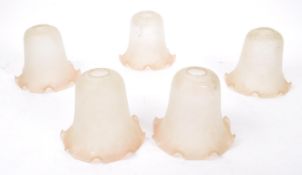 COLLECTION OF FIVE VINTAGE FROSTED GLASS TULIP SHADES