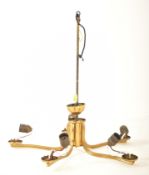 20TH CENTURY DESIGNER FIVE BRANCH BRASS CHANDELIER