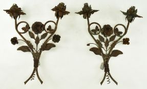 PAIR OF 20TH CENTURY WORKED METAL WALL SCONCES