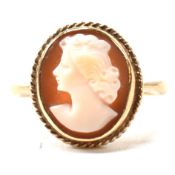 9CT GOLD CARVED SHELL CAMEO RING