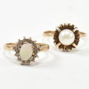 TWO 9CT GOLD & GEM SET RINGS