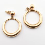 PAIR OF 14CT GOLD HOOP PENDANT EARRINGS AF