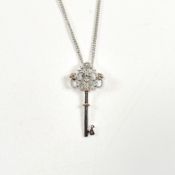 HALLMARKED SILVER & ROSE GOLD CLOGAU KEY PENDANT NECKLACE