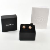 PAIR OF CHANEL GOLD PLATED & ENAMEL EARRINGS