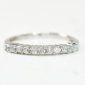 HALLMARKED 9CT WHITE GOLD & DIAMOND HALF HOOP RING