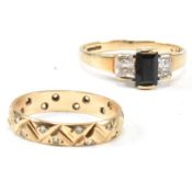 TWO HALLMARKED 9CT GOLD & GEM SET RINGS