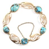 ART NOUVEAU 9CT GOLD & TURQUOISE BRACELET MURRLE BENNETT & CO
