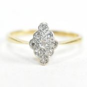 18CT GOLD & PLATINUM DIAMOND CLUSTER RING