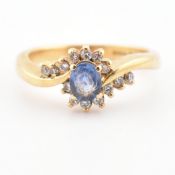 HALLMARKED 18CT GOLD CEYLON SAPPHIRE & DIAMOND RING