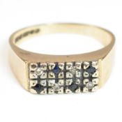 HALLMARKED 9CT GOLD SAPPHIRE & DIAMOND RING