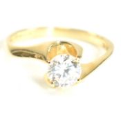 HALLMARKED 14CT GOLD & CZ CROSSOVER RING
