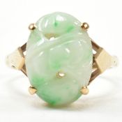 HALLMARKED 9CT GOLD & CARVED JADE DRESS RING