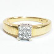HALLMARKED 18CT GOLD & DIAMOND CLUSTER RING