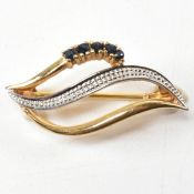 HALLMARKED 9CT GOLD & SAPPHIRE BROOCH PIN