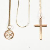 THREE 9CT GOLD NECKLACES