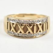 HALLMARKED 9CT GOLD & DIAMOND ROMAN NUMERAL RING
