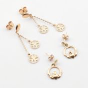 TWO PAIRS OF 9CT GOLD PENDANT EARRINGS
