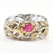 HALLMARKED 9CT GOLD RUBY & DIAMOND RING
