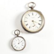 SILVER HALLMARKED POCKET WATCH & A FOB WATCH