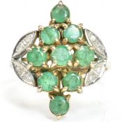 EMERALD & DIAMOND CLUSTER RING
