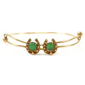 CHINESE GOLD & JADE HORSESHOE BANGLE