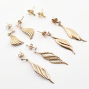 FOUR PAIRS OF 9CT GOLD EARRINGS