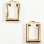 HALLMARKED 9CT GOLD RECTANGULAR HOOP EARRINGS