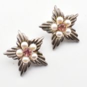 TIFFANY & CO SILVER & PEARL STAR CLIP EARRINGS