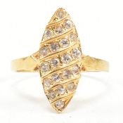 HIGH CARAT GOLD GEM SET NAVETTE RING