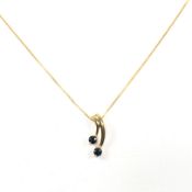 HALLMARKED 9CT GOLD & SAPPHIRE PENDANT NECKLACE