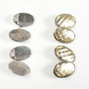TWO PAIRS OF SILVER CUFFLINKS INCLUDING HALLMARKED SILVER