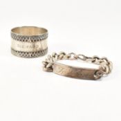 HALLMARKED SILVER NAPKIN RING & BRACELET