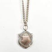 HALLMARKED SILVER ALBERT CHAIN SHIELD FOB ON CURB LINK CHAIN NECKLACE
