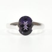 HALLMARKED 9CT WHITE GOLD & AMETHYST SOLITAIRE RING