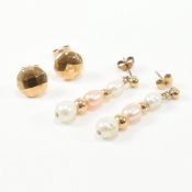 TWO PAIRS OF VINTAGE 9CT GOLD STUD EARRINGS