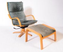 20TH CENTURY IKEA BENTWOOD LEATHER SWIVEL CHAIR & STOOL