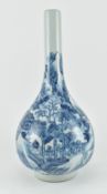 BLUE AND WHITE LANDSCAPE BOTTLE VASE 青花山水人物胆瓶